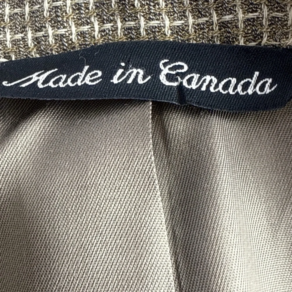 JACK VICTOR‎ Montreal Mens Virgin Wool Grid Tweed Sport Coat Blazer Tan Size 46R